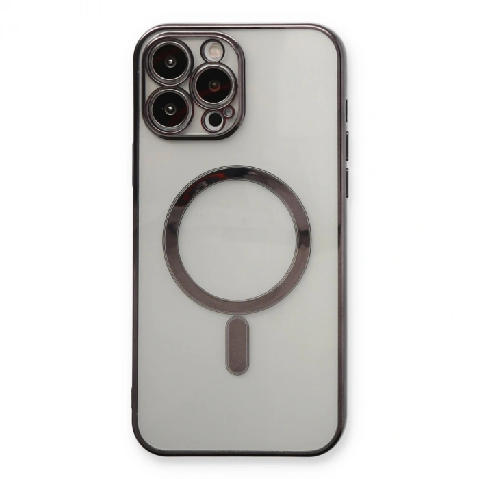 Apple İphone 13 Pro Max Kılıf Magneticsafe Lazer Silikon - Siyah