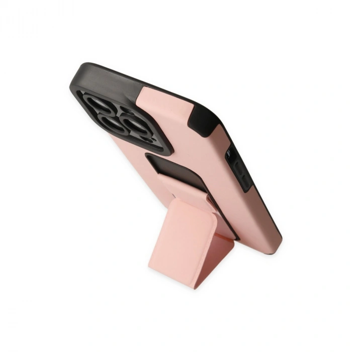 Apple İphone 13 Pro Max Kılıf Mega Standlı Silikon - Pudra