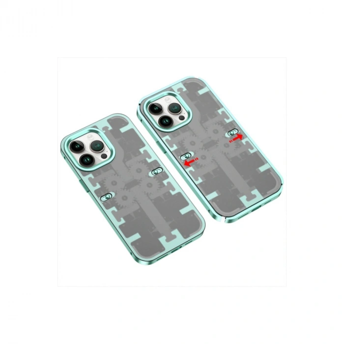 Apple İphone 13 Pro Max Kılıf Mekanik Bumper Kapak - Yeşil