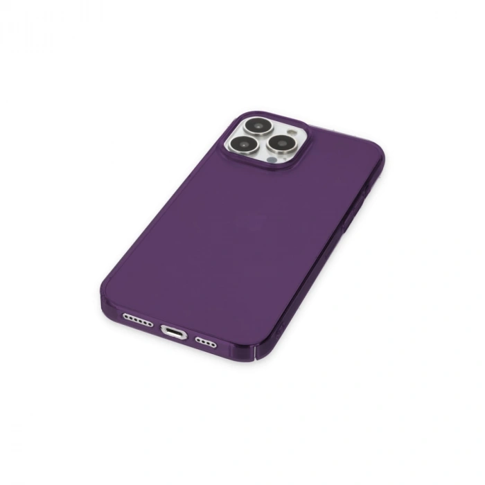 Apple İphone 13 Pro Max Kılıf Pc Sert Şeffaf Kapak - Mor