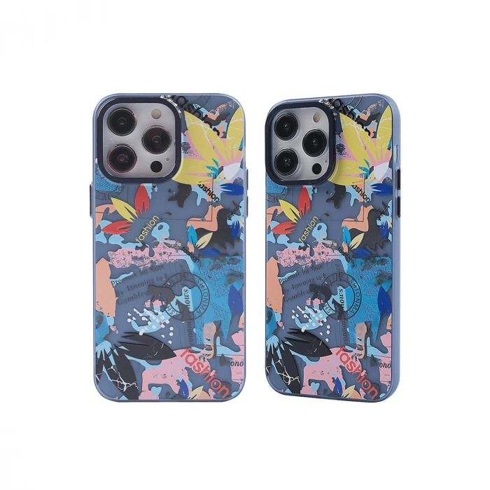 Apple İphone 13 Pro Max Kılıf Prada Desenli Kapak - Prada Pembe - 1