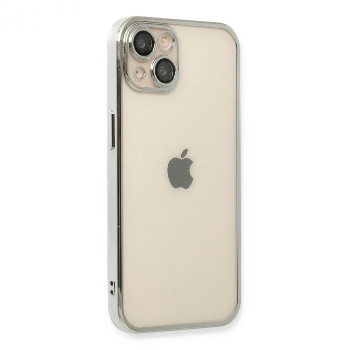 Apple İphone 14 Kılıf Razer Lensli Silikon - Gümüş