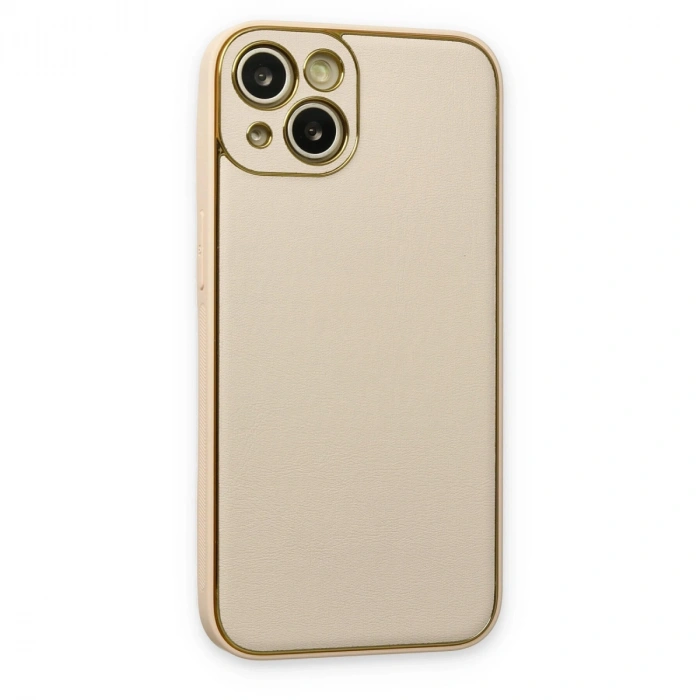 Apple İphone 14 Plus Kılıf Coco Deri Silikon Kapak - Gold