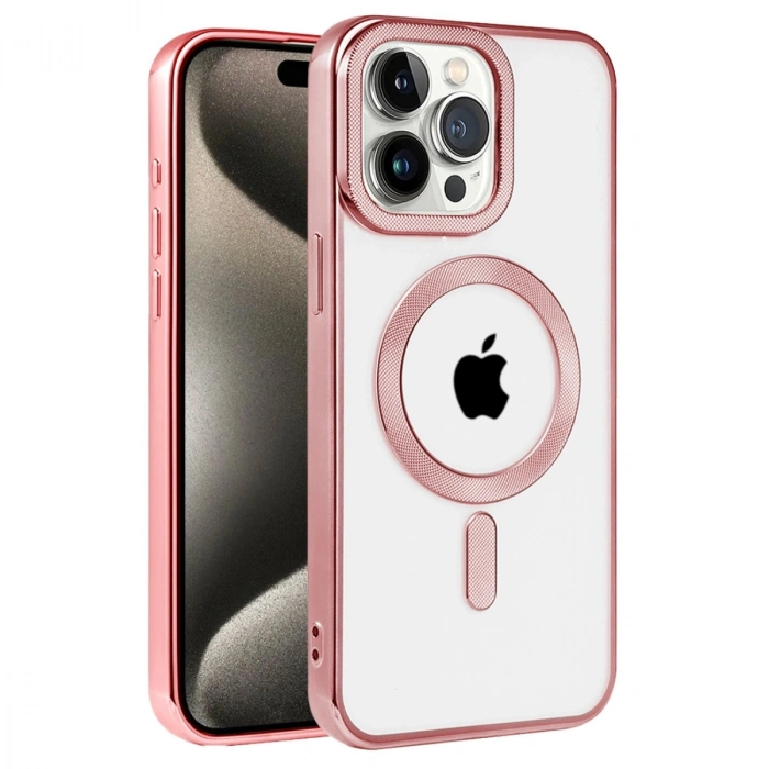 Apple İphone 14 Pro Max Kılıf Kronos Magsafe Kapak - Rose Gold