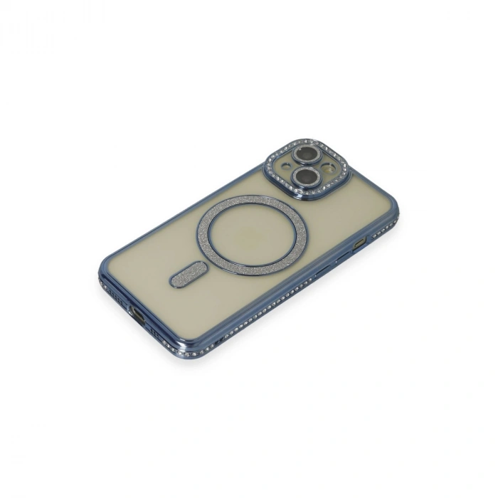 Apple İphone 15 Kılıf Joke Simli Magneticsafe Kılıf - Lacivert