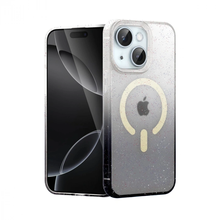 Apple İphone 15 Plus Pummel Shiny Magsafe Kapak - Siyah