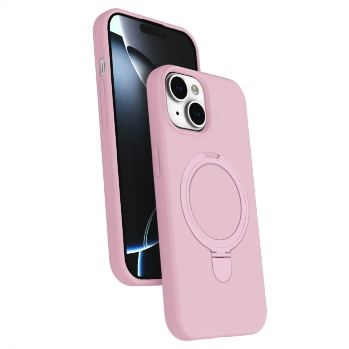Apple İphone 15 Plus Regal Magsafe Standlı Kapak - Açık Pembe
