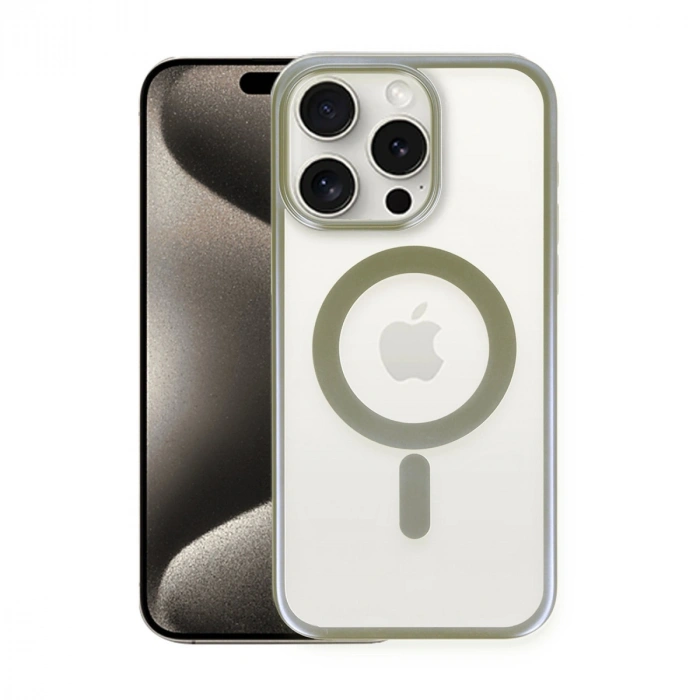 Apple İphone 15 Pro Max Kılıf Erozi Magsafe Kapak - Gri