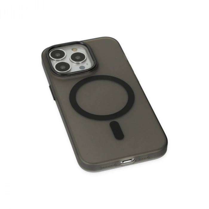 Apple İphone 15 Pro Max Kılıf Lodos Magneticsafe Mat Kapak - Siyah
