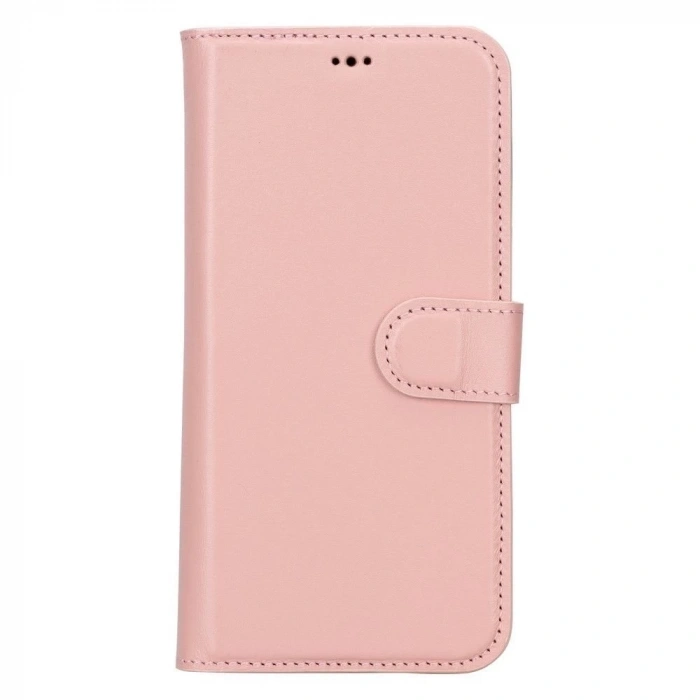 Apple iPhone 15 Pro Max Uyumlu Deri Cüzdanlı Kılıf MWWN NU2 Pembe