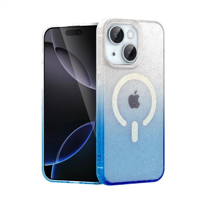 Apple İphone 15 Pummel Shiny Magsafe Kapak - Mavi