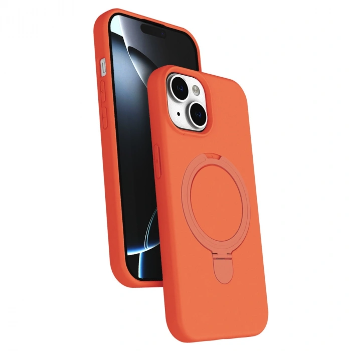 Apple İphone 15 Regal Magsafe Standlı Kapak - Turuncu