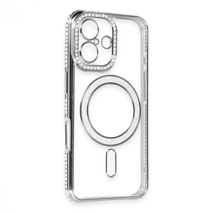 Apple İphone 16 Kılıf Joke Simli Magneticsafe Kılıf - Gri