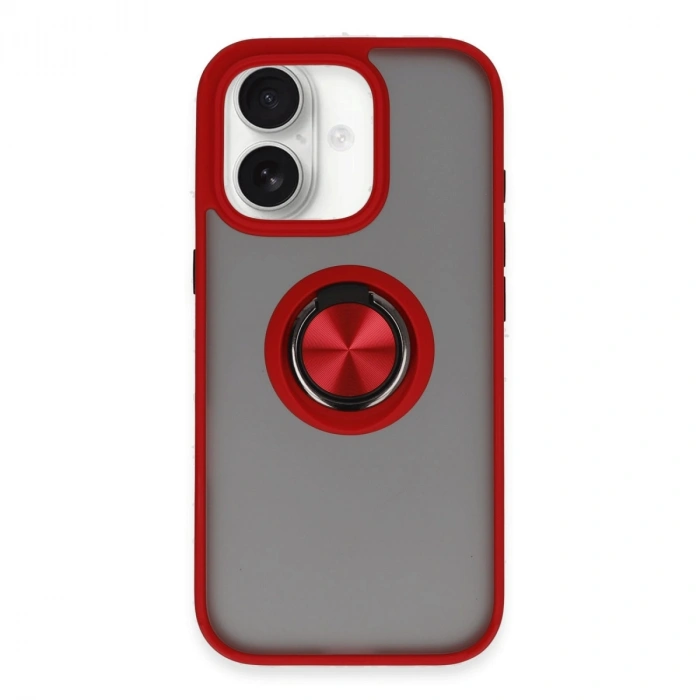 Apple İphone 16 Kılıf Montreal Yüzüklü Silikon Kapak - Kırmızı