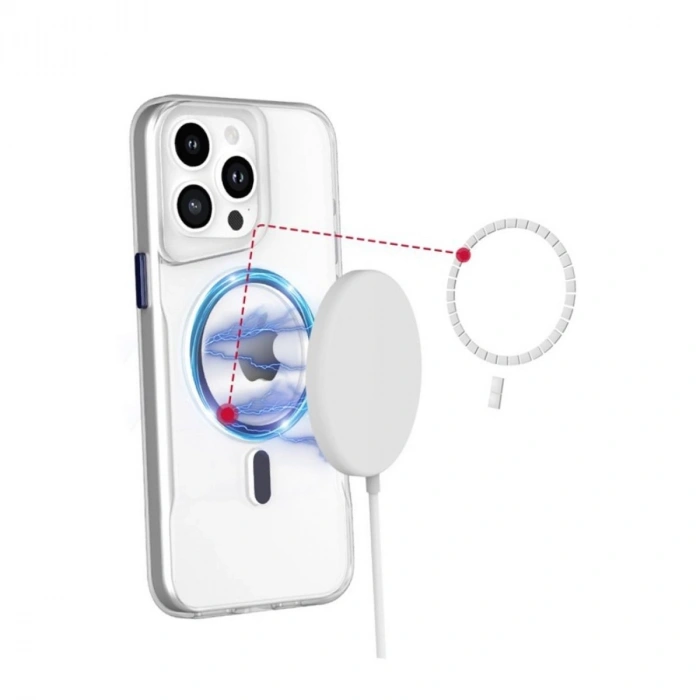 Apple İphone 16 Plus Kılıf Pc Poso Magsafe Kapak - Şeffaf