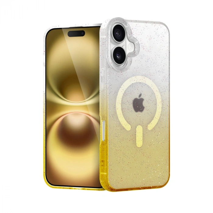Apple İphone 16 Plus Pummel Shiny Magsafe Kapak - Gold