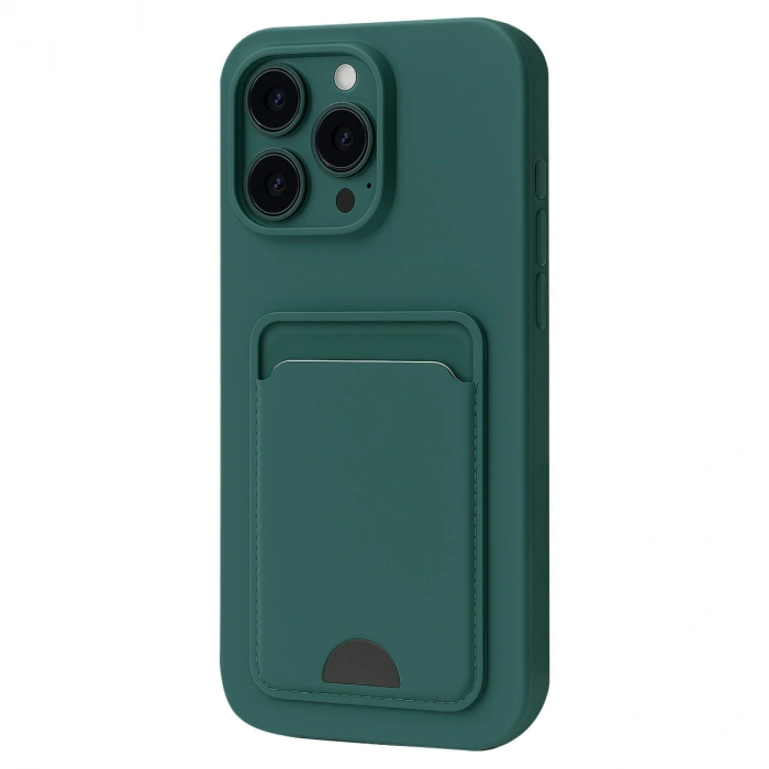Apple İphone 16 Pro Max Kılıf Kelvin Kartvizitli Silikon - Koyu Yeşil