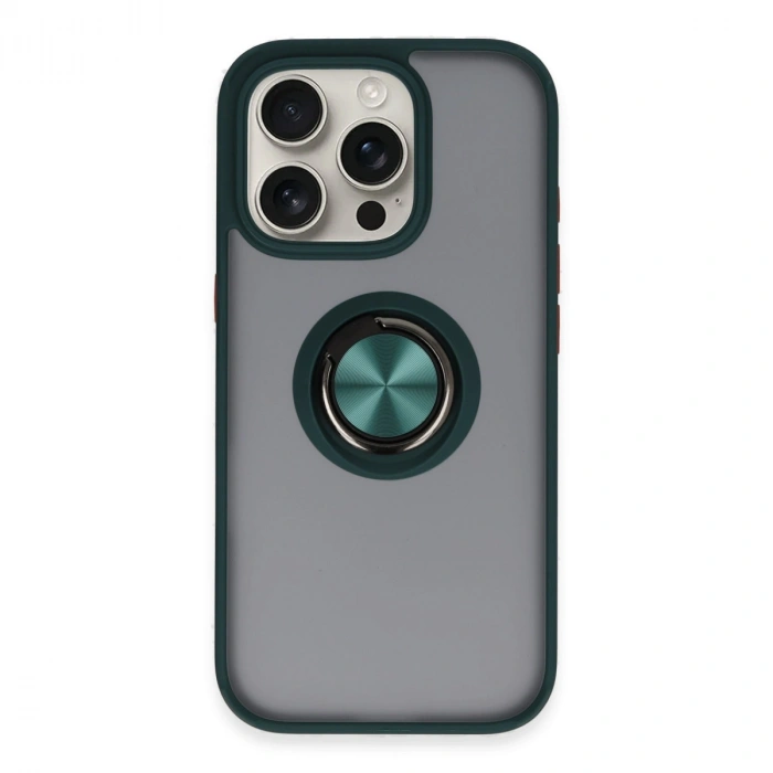 Apple İphone 16 Pro Max Kılıf Montreal Yüzüklü Silikon Kapak - Yeşil