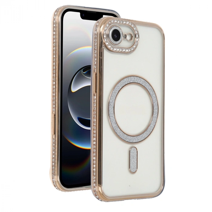 Apple İphone 16e Joke Simli Magneticsafe Kılıf - Gold