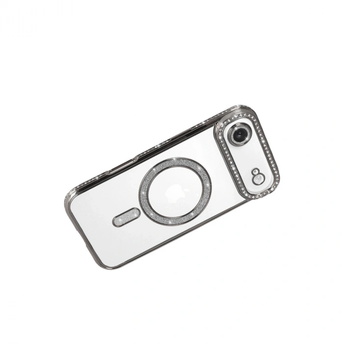 Apple İphone 17 Air Joke Simli Magneticsafe Kılıf - Gümüş