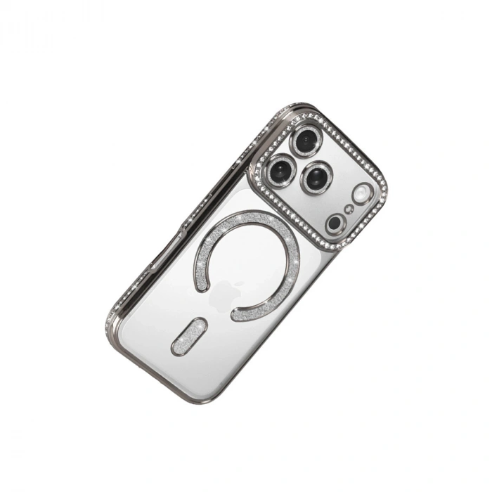 Apple İphone 17 Pro Joke Simli Magneticsafe Kılıf - Gümüş