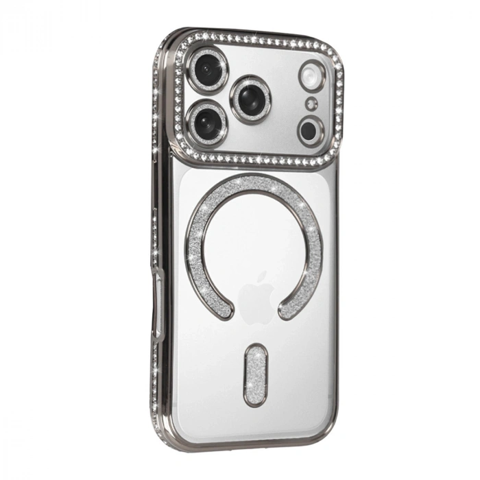 Apple İphone 17 Pro Max Joke Simli Magneticsafe Kılıf - Gümüş