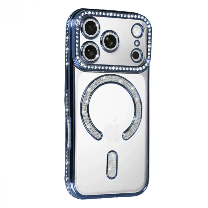 Apple İphone 17 Pro Max Joke Simli Magneticsafe Kılıf - Mavi