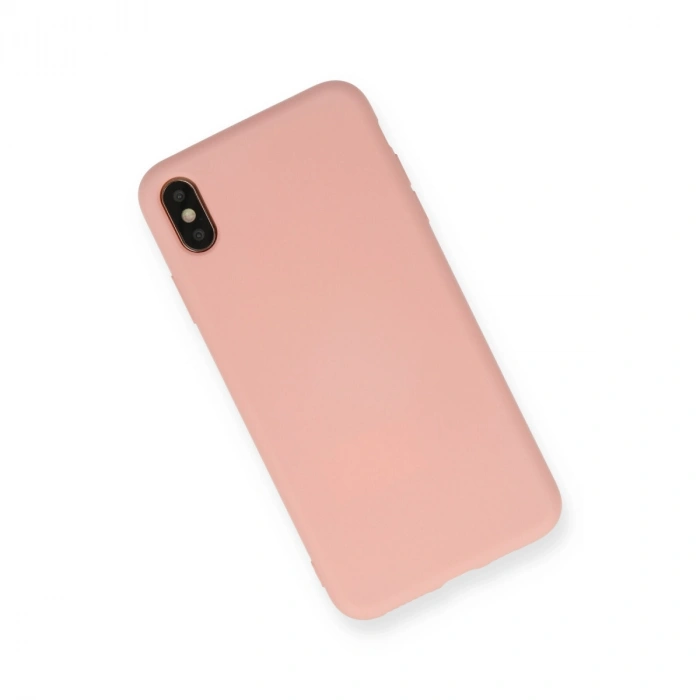 Apple İphone X Kılıf Nano İçi Kadife Silikon - Pudra