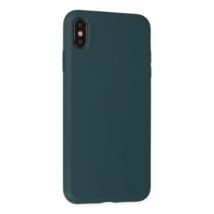 Apple İphone Xs Max Kılıf Nano İçi Kadife Silikon - Koyu Yeşil
