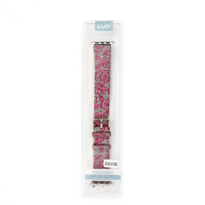 Apple Watch 38mm Creeper Desenli Kordon (SAAT DEĞİLDİR) - Pembe