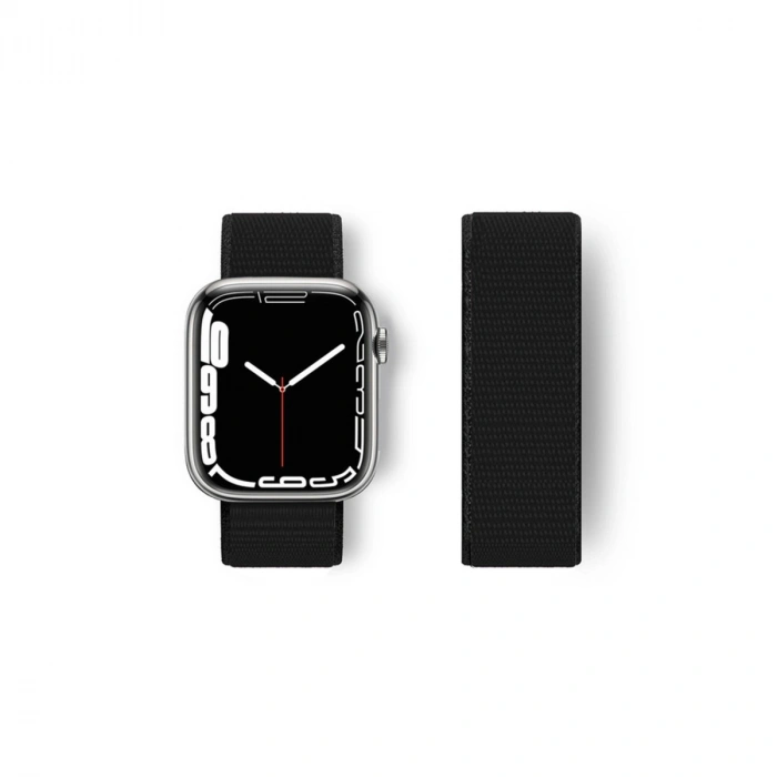 Apple Watch 38mm Hasırlı Cırtcırtlı Kordon (SAAT DEĞİLDİR) - Siyah