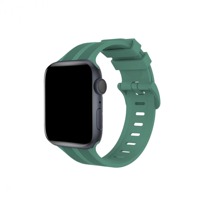 Apple Watch 38mm Kr408 Çizgili Silikon Kordon (SAAT DEĞİLDİR) - Yeşil