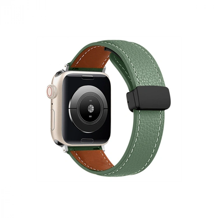 Apple Watch 38mm Kr414 Daks Deri Kordon (SAAT DEĞİLDİR) - Koyu Yeşil