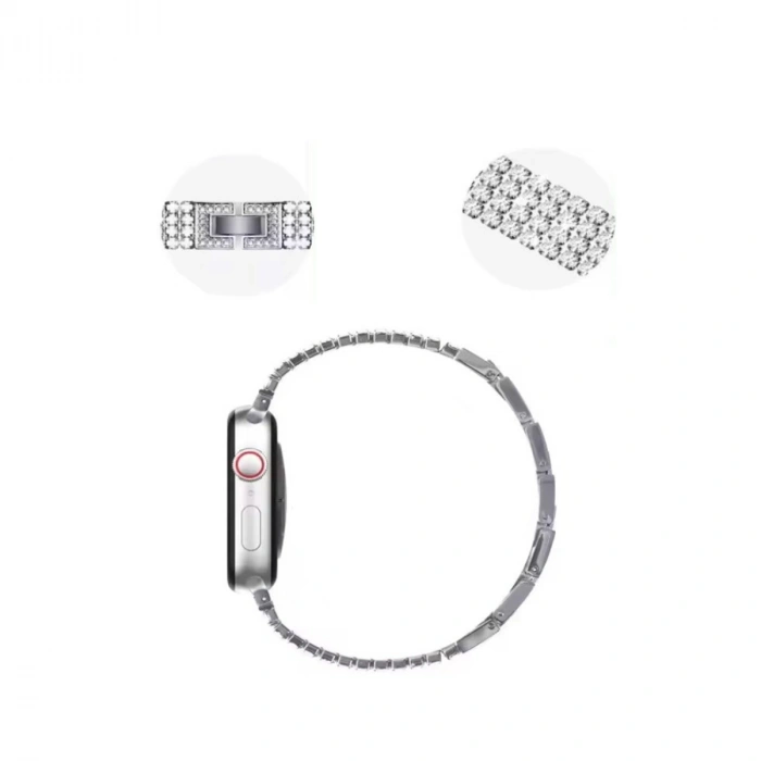 Apple Watch 38mm Live Taşlı Kordon (SAAT DEĞİLDİR) - Siyah