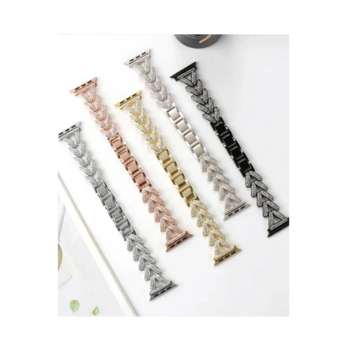 Apple Watch 38mm Node Taşlı Kordon (SAAT DEĞİLDİR) - Siyah