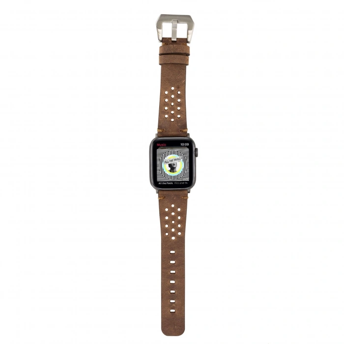 Apple Watch Uyumlu Deri Kordon Vigo 42-44-45mm G2 Kahve