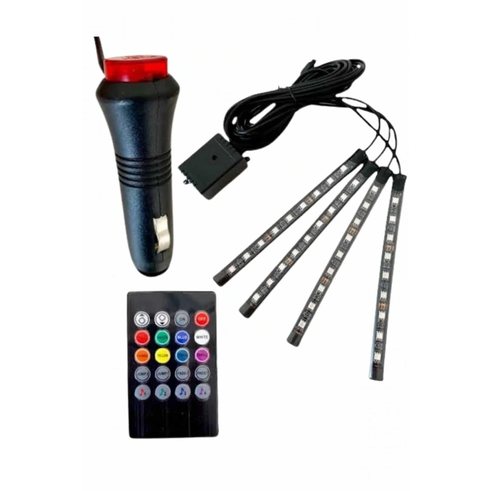 Araç Içi Aydınlatma Kumandalı 12 Led Ayak Altı Led Ambiyans Işığı Sese Duyarlı Kumandalı