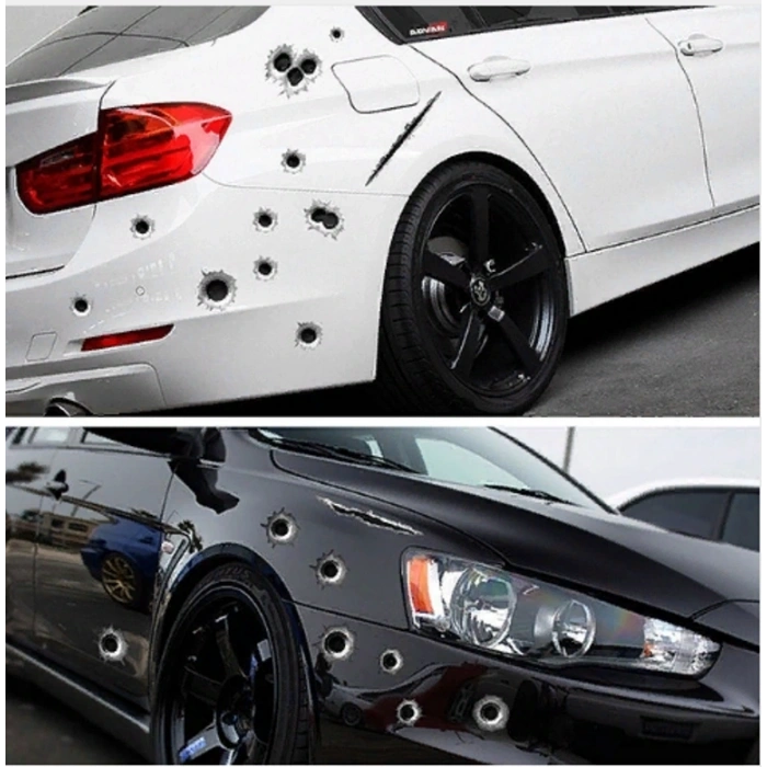 Araç Sticker Mermi Ve Oto Sticker Yara Şeklinde 3d