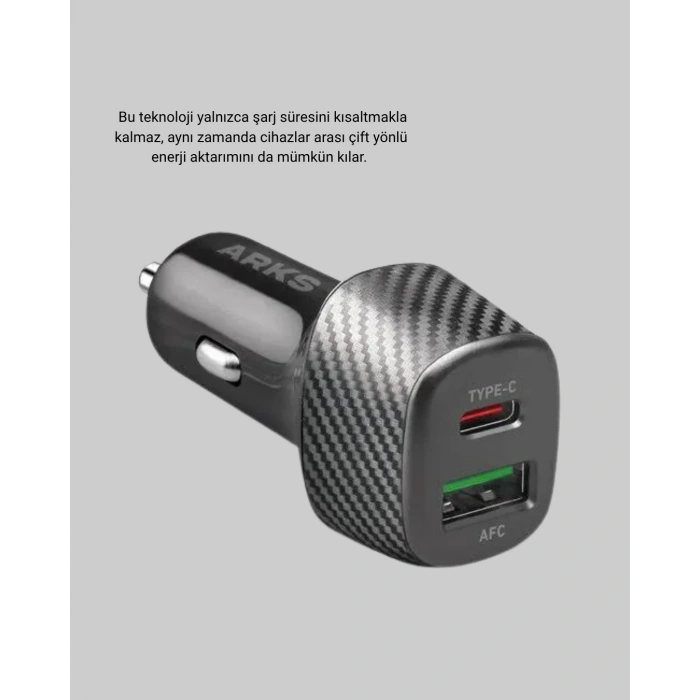 Araç Tipi Hızlı Şarj Adaptörü Type-C PD USB Çift Port Kompakt