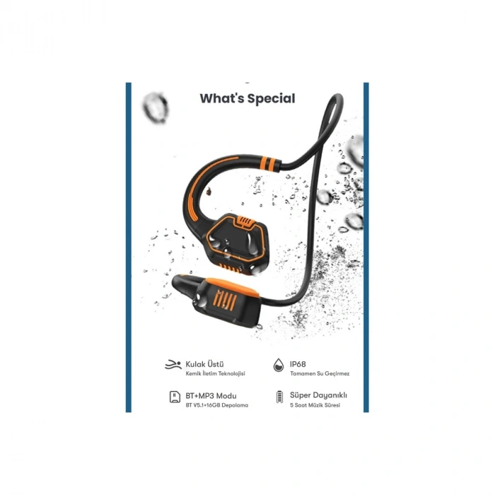 As9 Suya Dayanıklı Bluetooth Kulaklık - Siyah