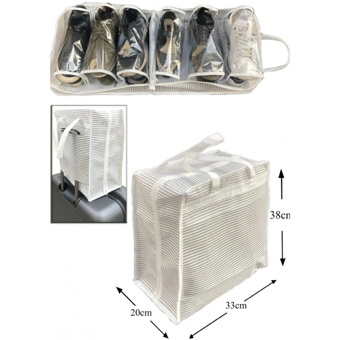 Ayakkabı Saklama Ve Taşıma Çantası (çizgili Model) Shoe Tote