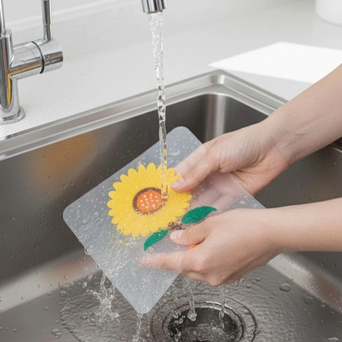 Ayçiçeği Tasarımlı Gider Koku Önleyici – Silikon Lavabo Gider Matı (5324)