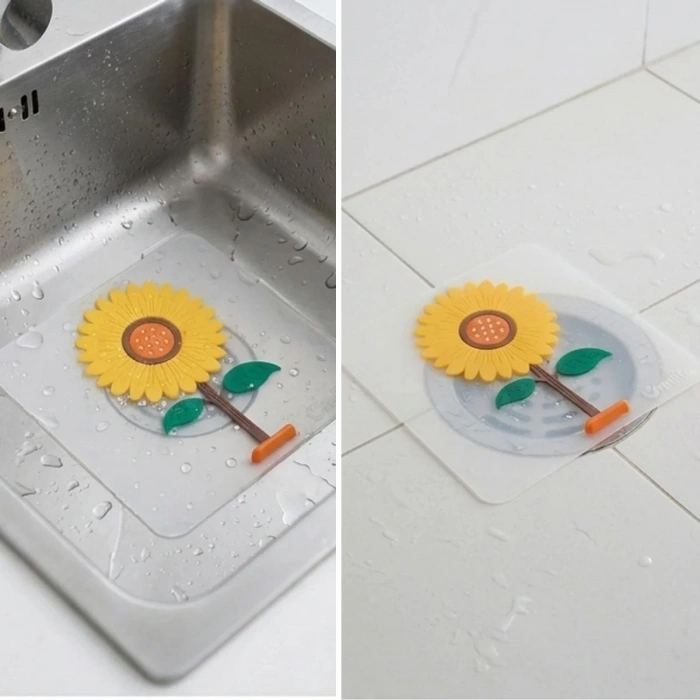 Ayçiçeği Tasarımlı Gider Koku Önleyici – Silikon Lavabo Gider Matı (5324)