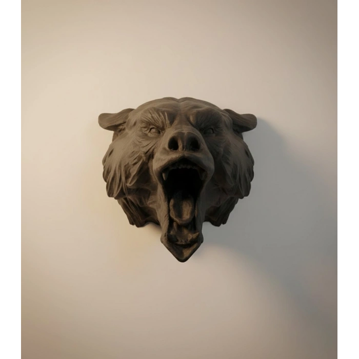 Ayı Tasarım Siyah 3d Duvar Heykeli