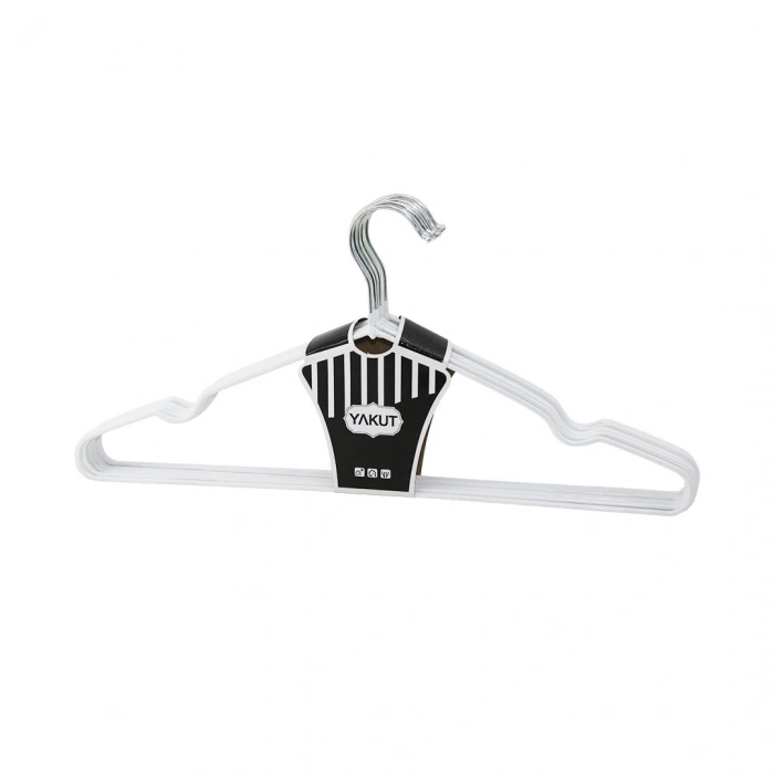 BEYAZ 10PCS SİLİKON KAPLAMALI METAL ELBİSE ASKISI 40CM (5324)
