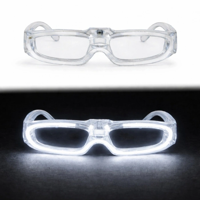 Beyaz LED Işıklı Parti Gözlüğü - 3 Modlu