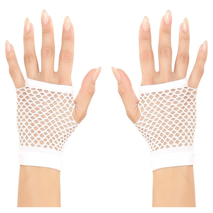 Beyaz Mevcut Kısa Boy Fileli Örgü Eldiven