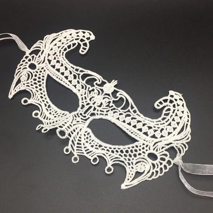 Beyaz Renk Dantel Kesim Dantel İşlemeli Balo Parti Maskesi 1 No (5324)