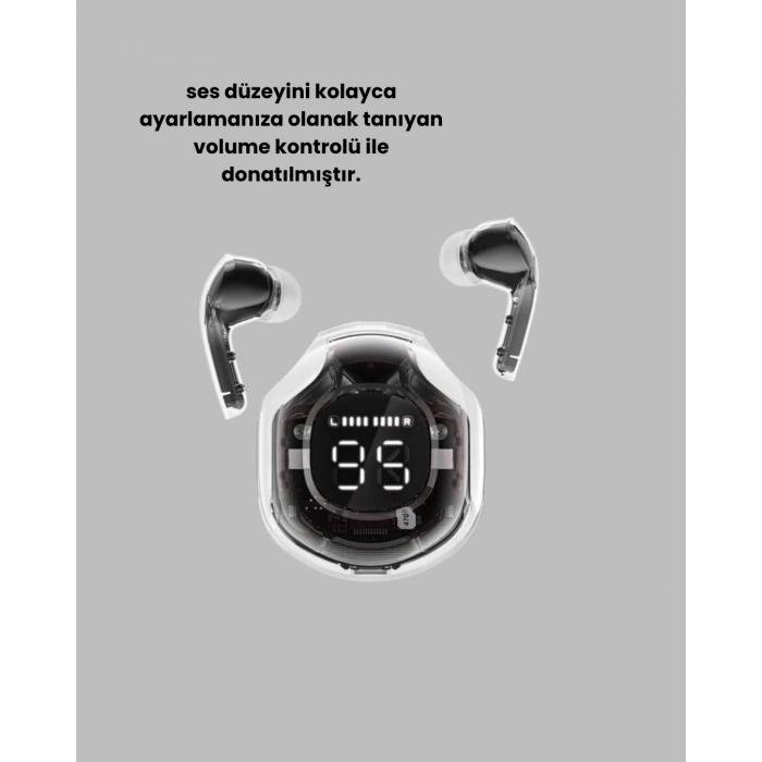 Bluetooth 5.3 Kablosuz Kulaklık 30mm Sürücü Led Ekranlı Mikrofonlu