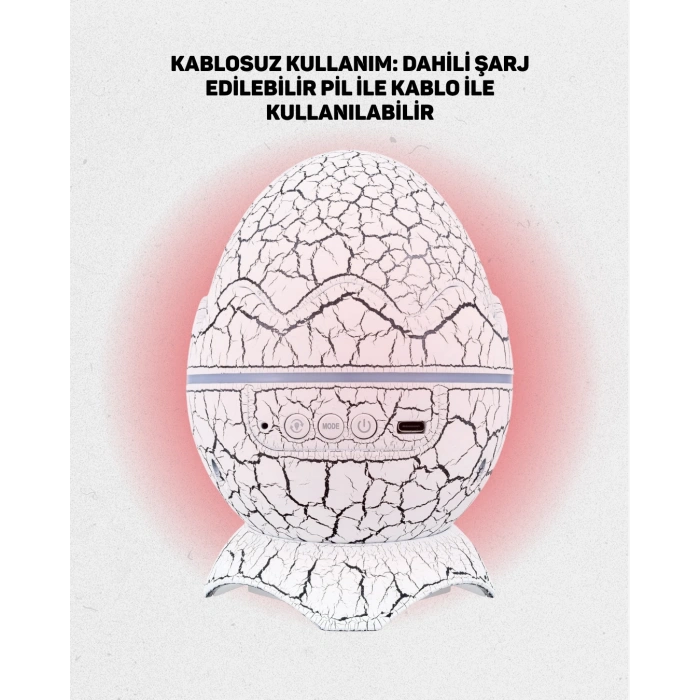 Bluetooth Bağlantılı Dinozor Yıldız Projektör Gece Lambası ve Uyku Yardımcısı